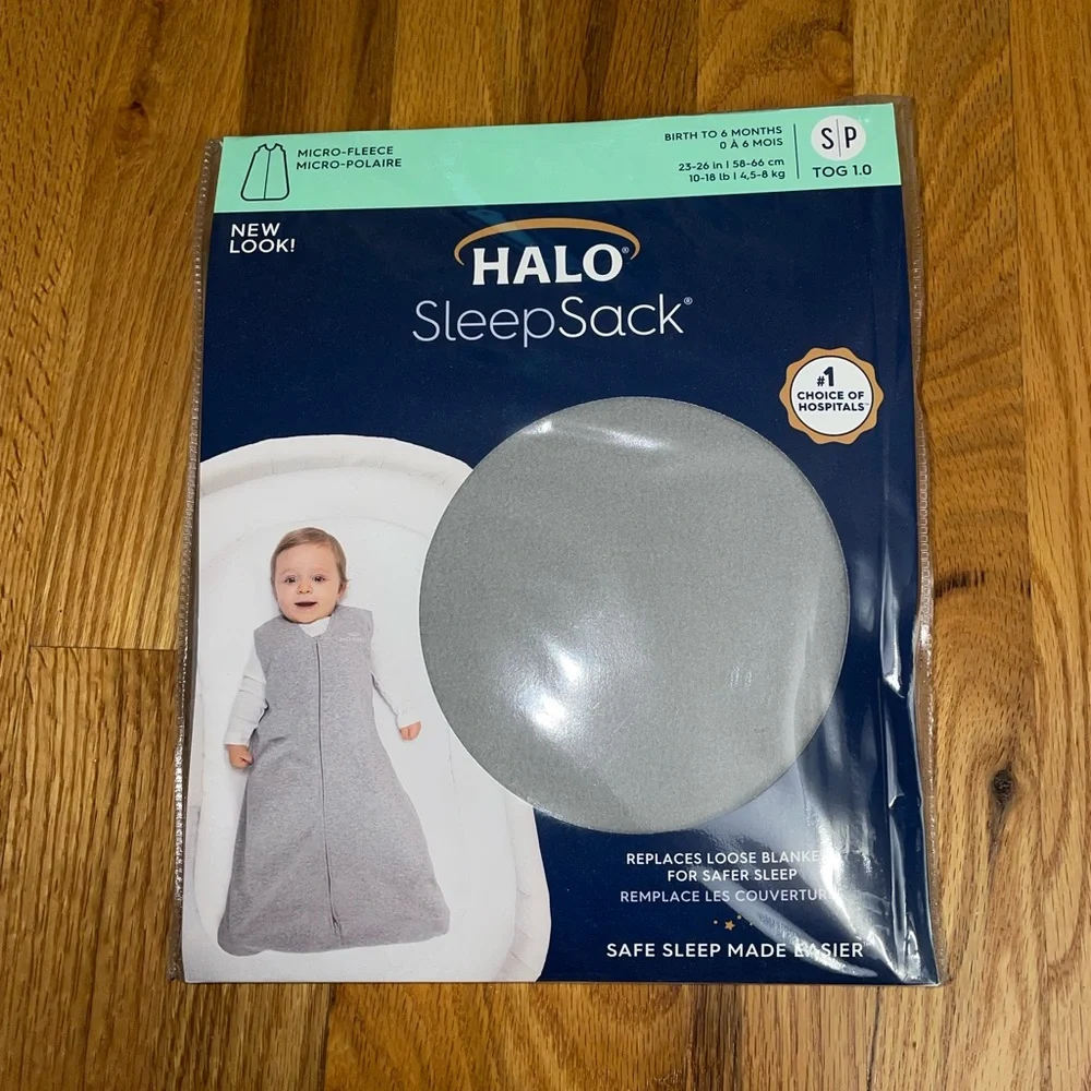 Halo micro-fleece sleep sack. NWOT. Gray. Size Small (birth to 6 months)